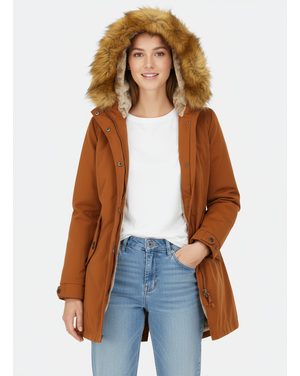 Zateplená dámska zimná bunda tehlová