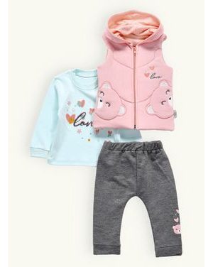 Detská tepláková súprava MEDVEDICA sivo-mentolovo-púdrová