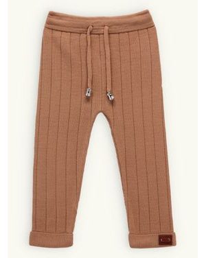 Detské pletené tepláky PÁSIK hnedé