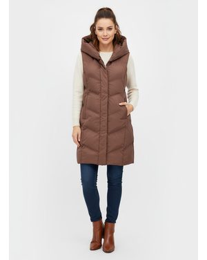 Dámska prešívaná vesta s kapucňou hnedá