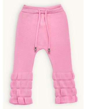 Detské elegantné pletené tepláky ružové