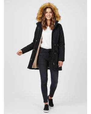 Dámska zimná bunda s kožušinou čierna