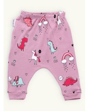 Detské tepláky s rozprávkovou potlačou bledofialové