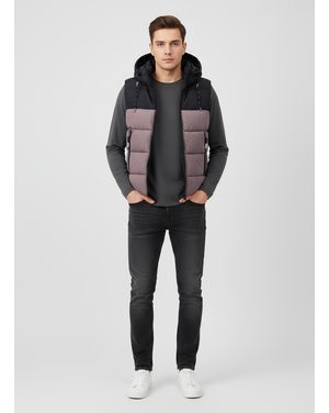 Pánska prešívaná vesta hnedosivá