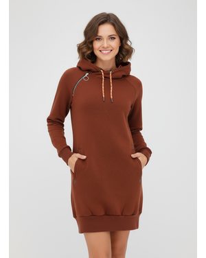 Dámská prodloužená mikina s kapucí hnědá