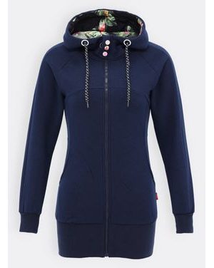 Tmavomodrá mikina s kvetinovou kapucňou
