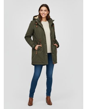 Dámská zimní bunda s kožešinovou podšívkou khaki