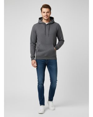 Pánská mikina s kapucí a klokaní kapsou grafitová