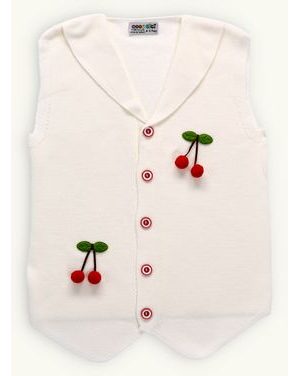 Detská pletená vesta ČEREŠNIČKA krémová