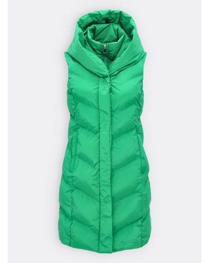 Dámska prešívaná vesta s kapucňou zelená