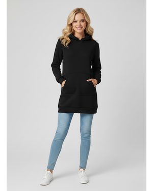 Dámska predĺžená mikina s kapucňou čierna