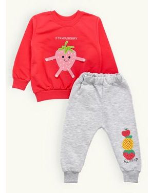 Detská súprava JAHÔDKA červeno-sivá