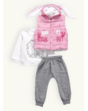 Detská tepláková súprava ŠŤASTNÝ ZAJAC ružová