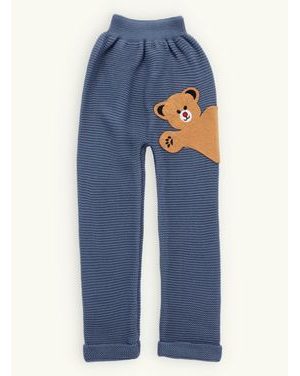 Dětské pletené tepláky MEDVÍDEK pastelově modré