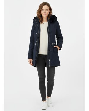 Dámska zimná bunda s kapucňou tmavomodrá