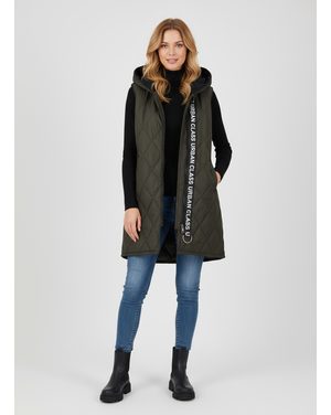 Dámska prešívaná vesta s kapucňou tmavozelená