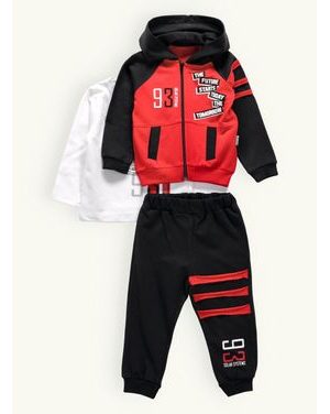 Detská športová tepláková súprava červeno-čierna