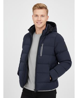 Pánská prošívaná bunda s kapucí tmavě modrá