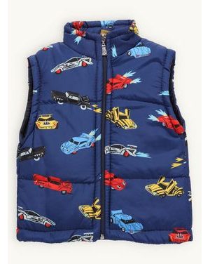 Detská prešívaná vesta AUTÁ tmavomodrá