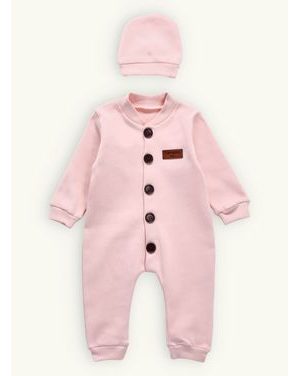 Detské rebrované body s čiapkou broskyňové