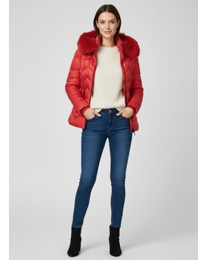 Dámska prešívaná zimná bunda červená