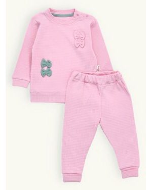 Detská tepláková súprava s mašličkami ružová