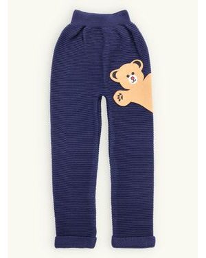 Detské pletené tepláky MACKO tmavomodré