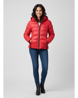 Dámska prešívaná bunda s kapucňou červená