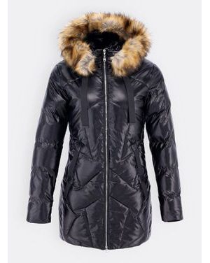 Dámská lesklá prošívaná bunda s kapucí černá