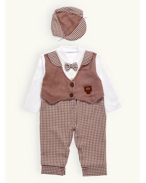 Novorodenecké body s čiapočkou svetlohnedé