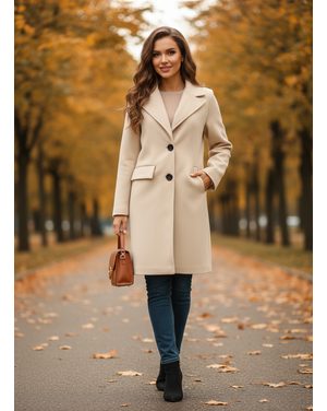 Dámsky kabát smotanový