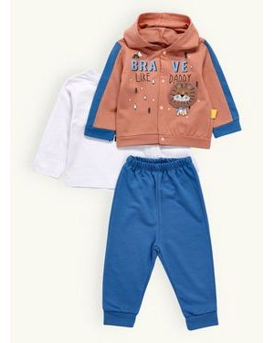 Kojenecká tepláková souprava STATEČNÝ LEV hnědo-modrá