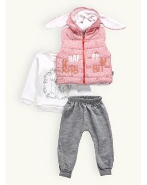 Detská tepláková súprava ŠŤASTNÝ ZAJAC broskyňová