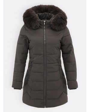 Dámska prešívaná bunda s kapucňou tmavozelená