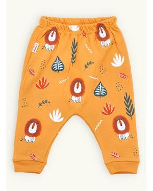 Detské tepláky s levmi žlté