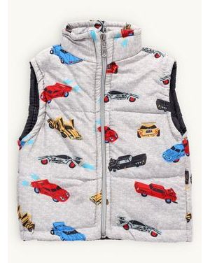 Detská prešívaná vesta AUTÁ sivá