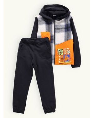 Detská športová tepláková súprava MOTORKÁR čierno-oranžová