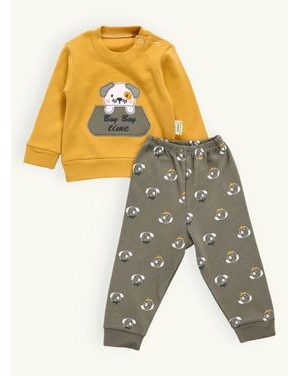Detská tepláková súprava PSÍK žlto-olivová