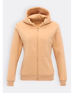 Dámska mikina na zips s kapucňou béžová