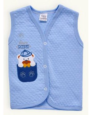 Detská tepláková vesta s výšivkou MACKO modrá