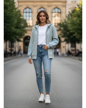 Dámska voľná mikina s kapucňou mentolová