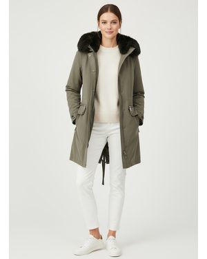 Dámská zimní bunda s kapucí v barvě khaki