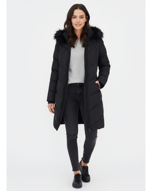 Dámska prešívaná bunda s kožušinou čierna