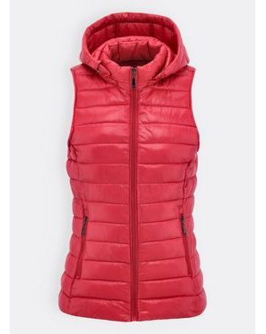 Dámska krátka vesta s kapucňou červená