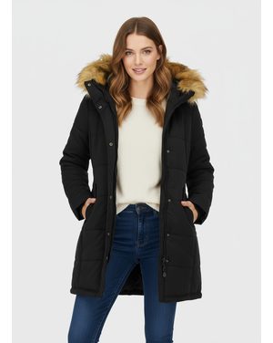 Dámska zimná bunda s kožušinovou podšívkou čierna