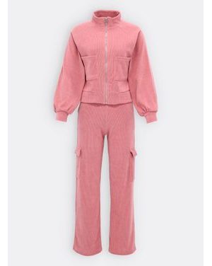 Dámska tepláková súprava crop top ružová