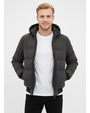 Pánska zimná bunda s kapucňou tmavozelená