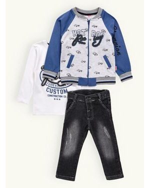 Dětská džínová souprava modro-grafitová