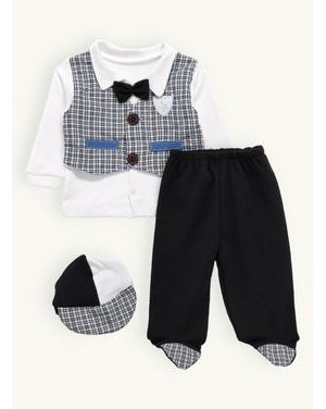 Dojčenské dupačky s čiapkou modré