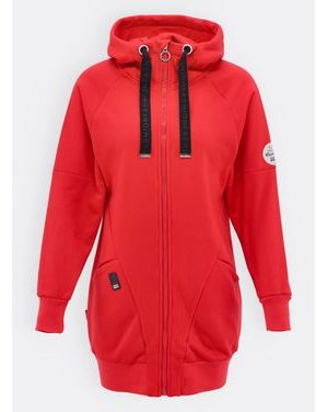 Dámská prodloužená mikina s kapucí červená